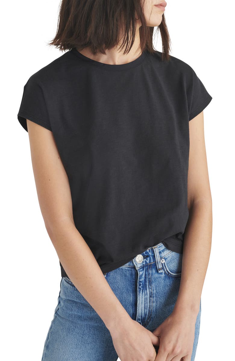 rag & bone The Slub Back Pleat Organic Cotton Top, Main, color,