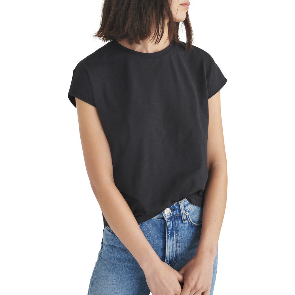 Rag & Bone The Slub Back Pleat Organic Cotton Top In Black