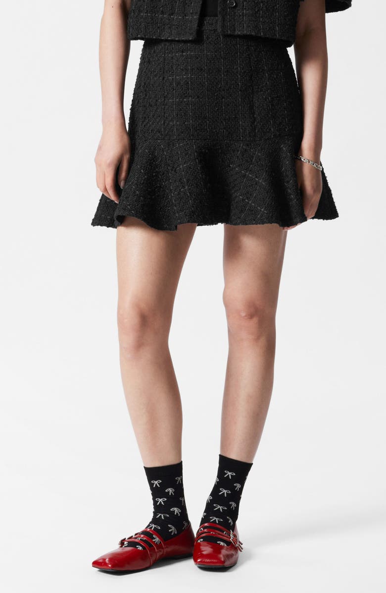 & Other Stories Flounce Hem Cotton Blend Tweed Miniskirt, Main, color,