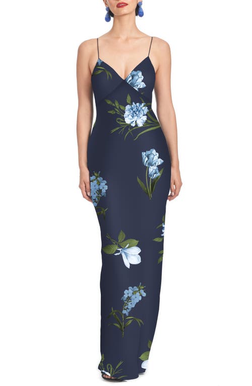 Sachin & Babi Alta Floral A-line Gown In Night Sky Blue Oculata