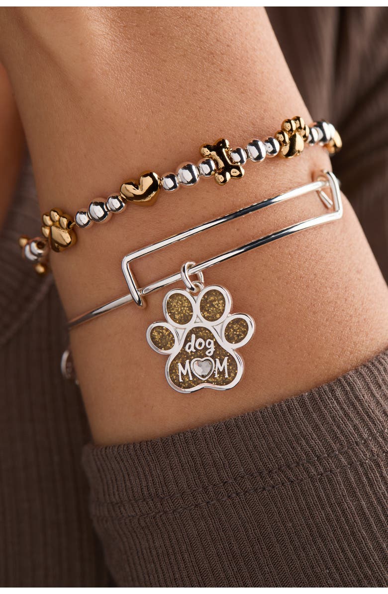 Alex and Ani Dog Mom Charm Bangle, Alternate, color, Silver