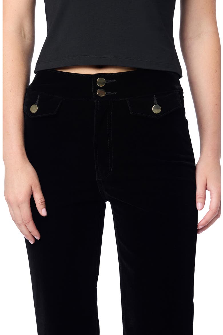 Velveteen Button Pocket Flare Pants, Alternate, color, BLACK