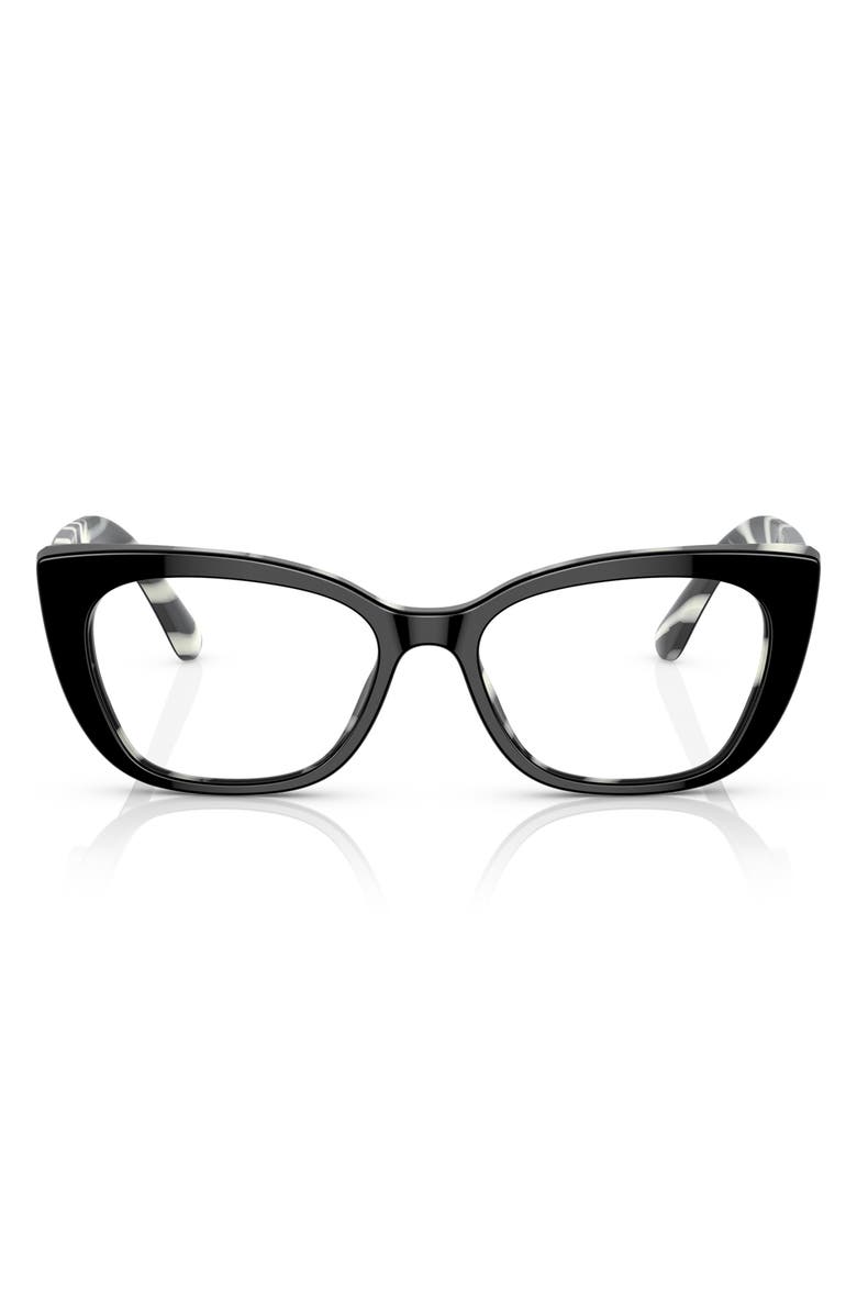 Dolce&Gabbana Kids' 47mm Small Cat Eye Sunglasses, Main, color, Black On Zebra / Demo Lens