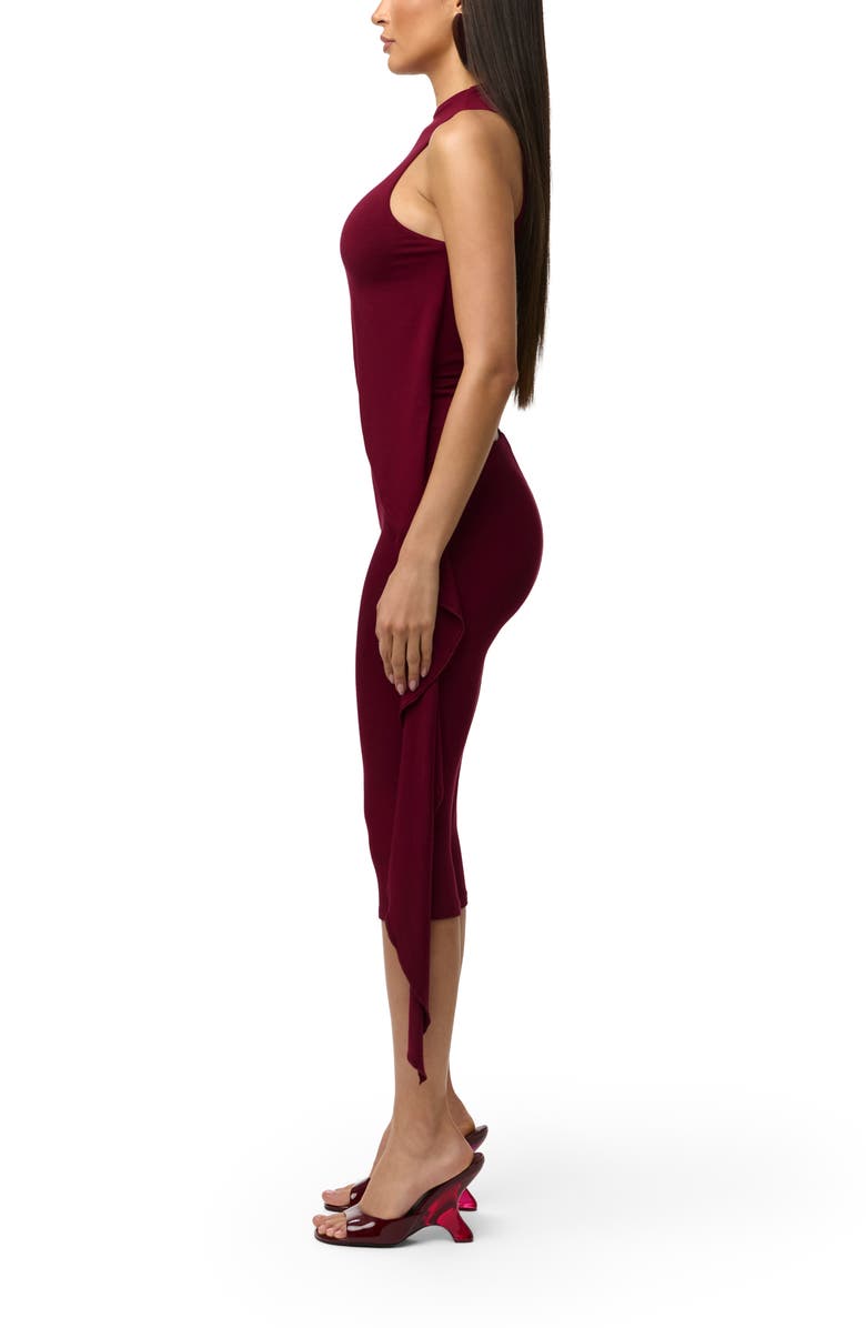 Naked Wardrobe Asymmetric Body-Con Top, Alternate, color, Sangria