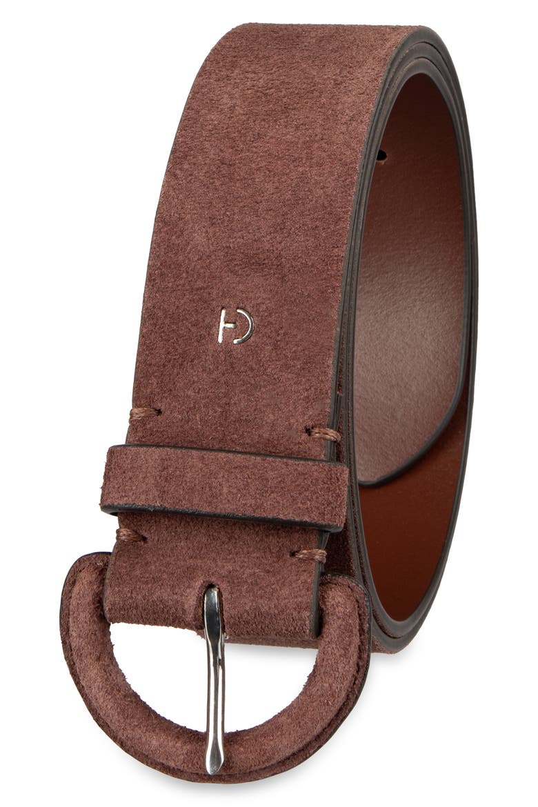 Covered Buckle Suede Belt, Alternate, color, BROWN