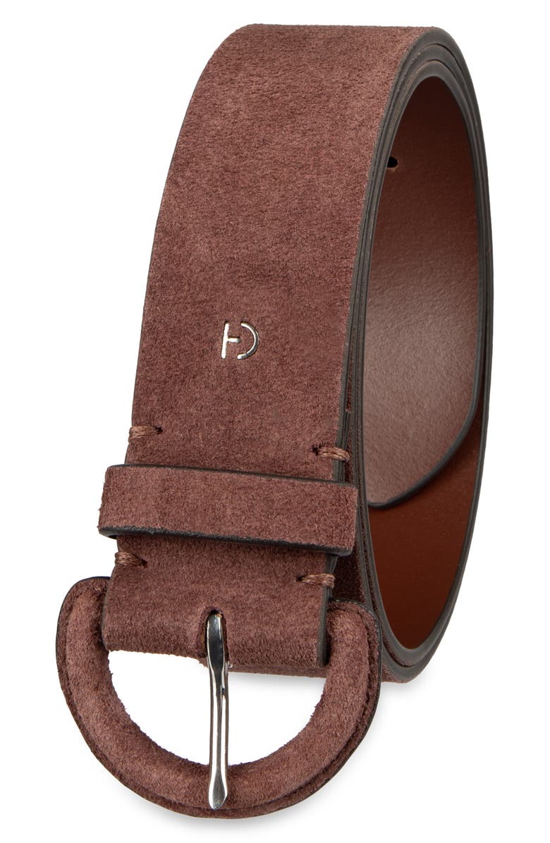 Cole Haan Covered Buckle Suede Belt, Alternate, color, Brown