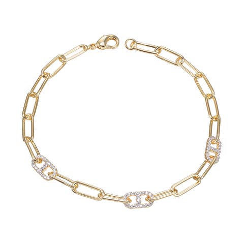 CZ Accent Link Bracelet