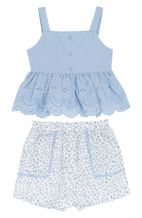 Kids' Eyelet Ruffle Tank & Printed Shorts Set (Toddler & Little Kid)