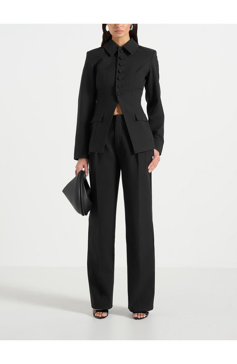 Manière De Voir Harper Tailored Cinch Blazer With Detachable Collar, Alternate, color, Black
