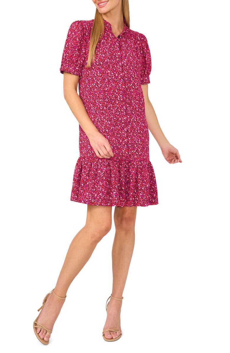 CeCe Heart Print Ruffle Hem Dress, Main, color, 