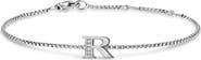 David Yurman Petite Pavé Initial Chain Bracelet in Sterling Silver with Diamonds