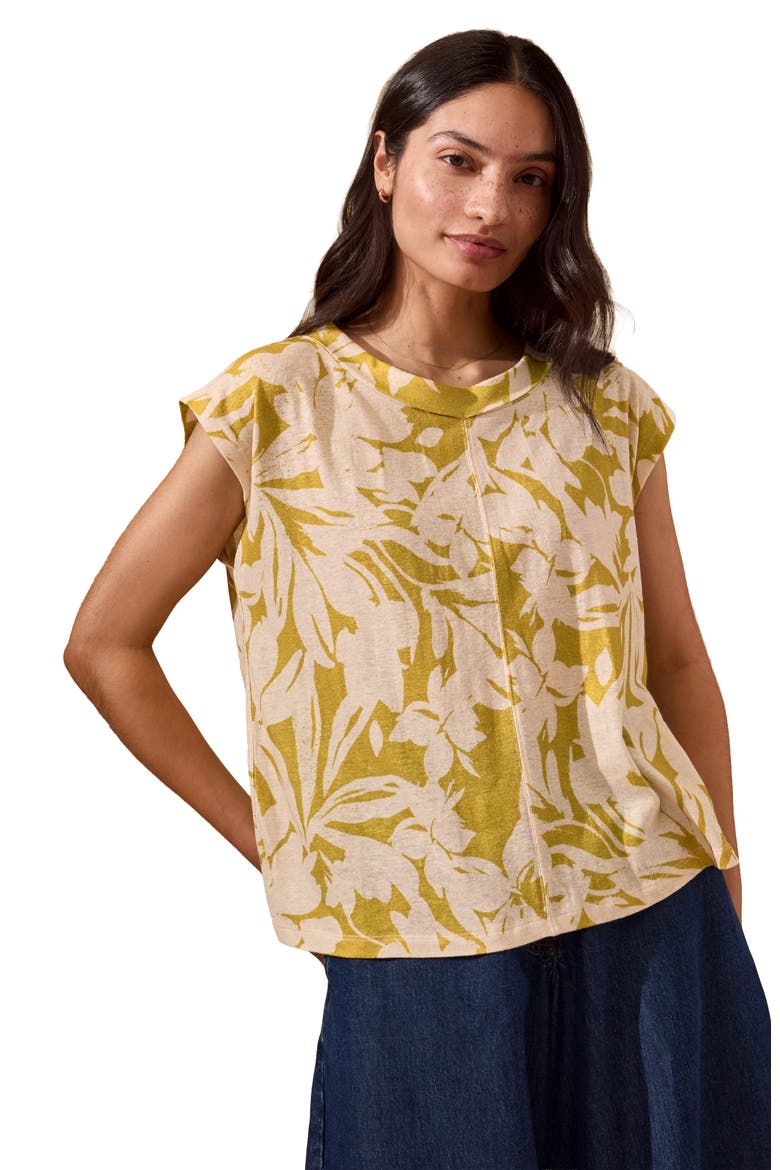 Sleeveless Floral Jersey Top, Main, color, Moss Floral