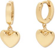 Brook and York Ruby Heart Drop Huggie Hoop Earrings