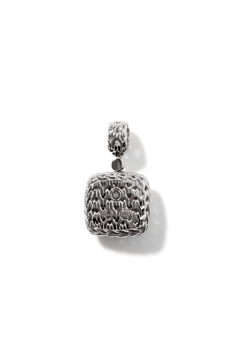 Carved Chain Pendant, Sterling Silver, Pavé, Alternate, color, SILVER/ BLACK DIAMONDS
