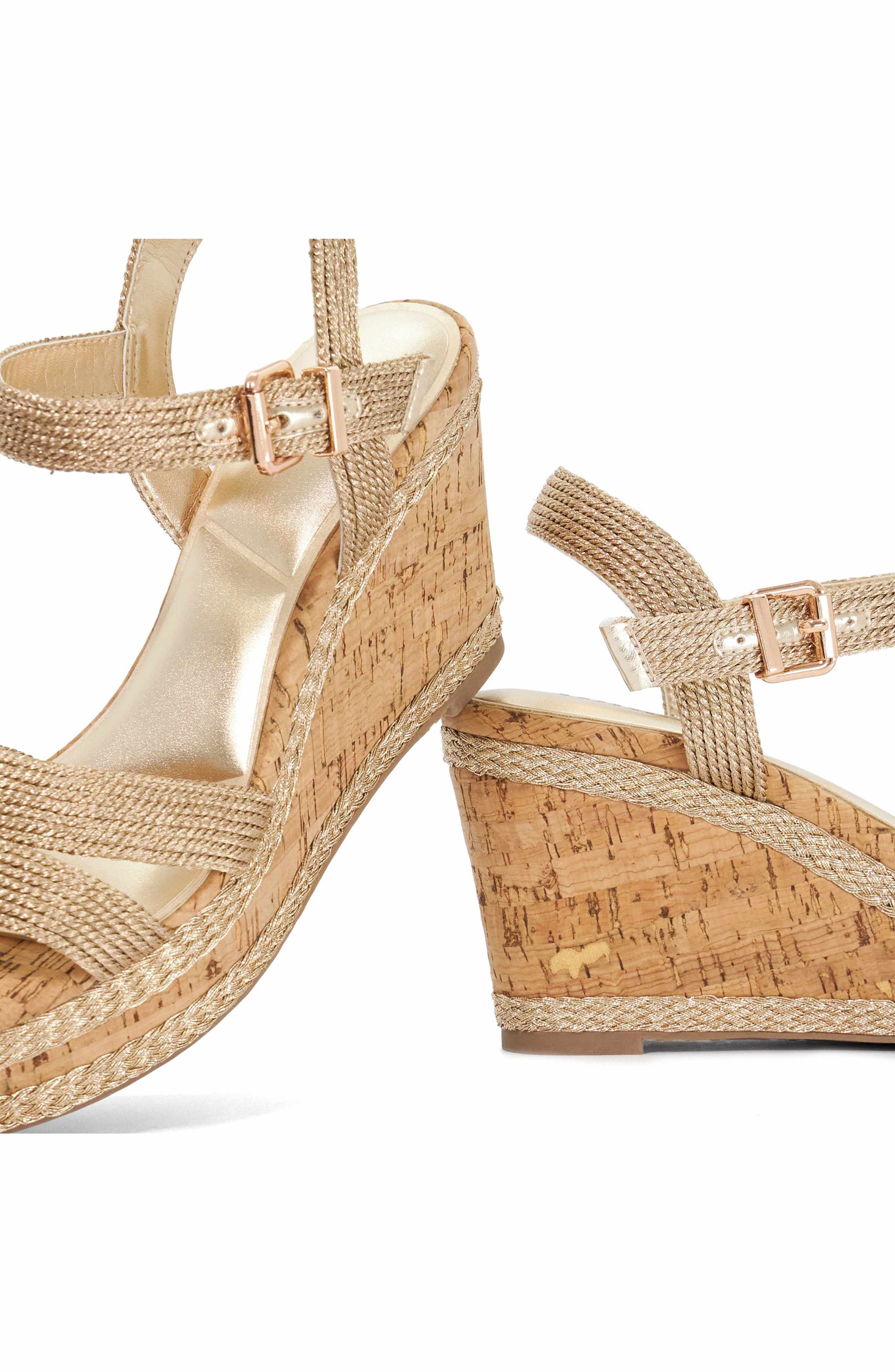 Dune London Kipling Platform Wedge Sandal, Alternate, color, Gold