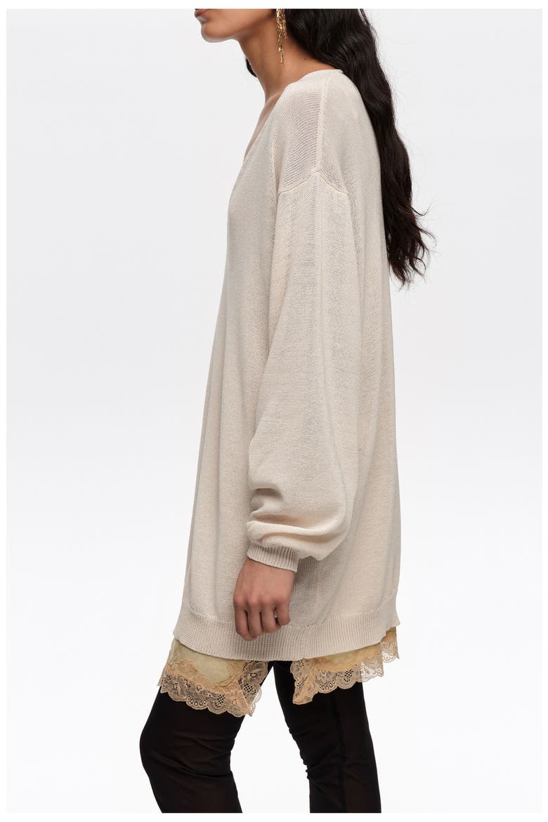 Cotton V-Neck Sweater, Alternate, color, IVORY