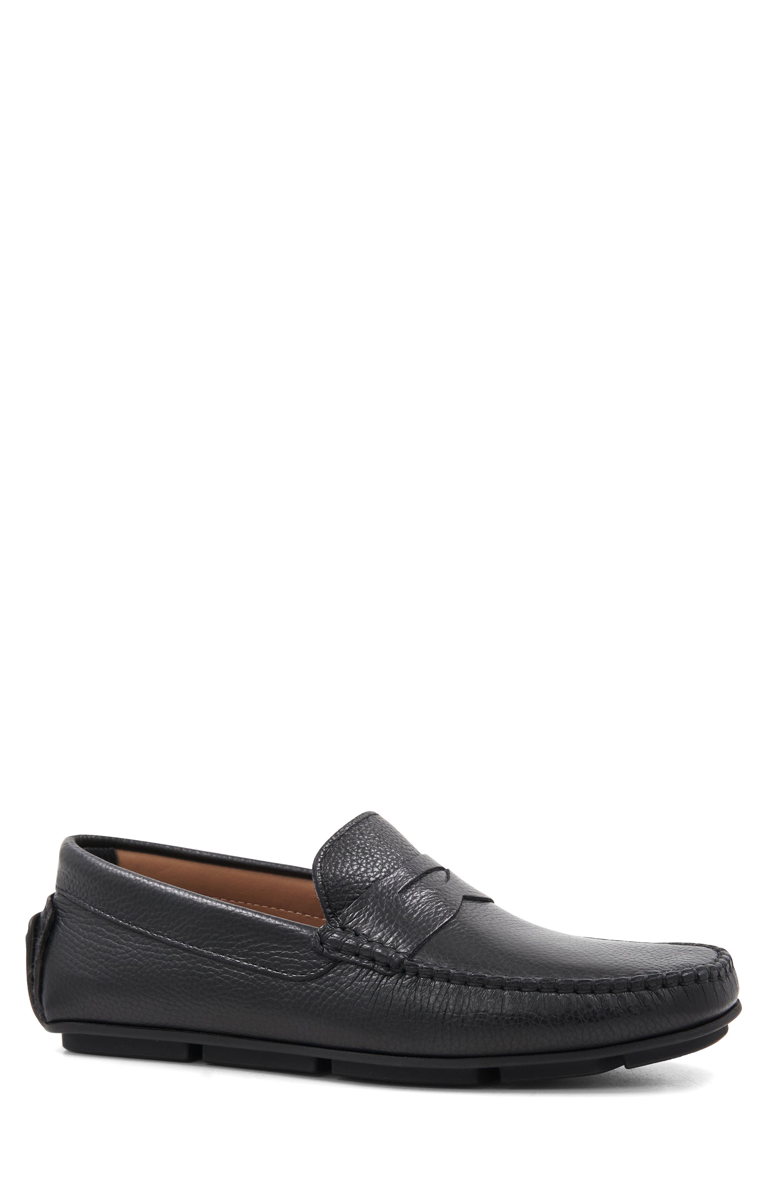Bruno Magli Taranto Penny Loafer, Main, color, Black Tumbled