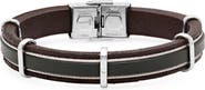 STEELTIME Men's Leather & Stainless Steel Cable Bracelet