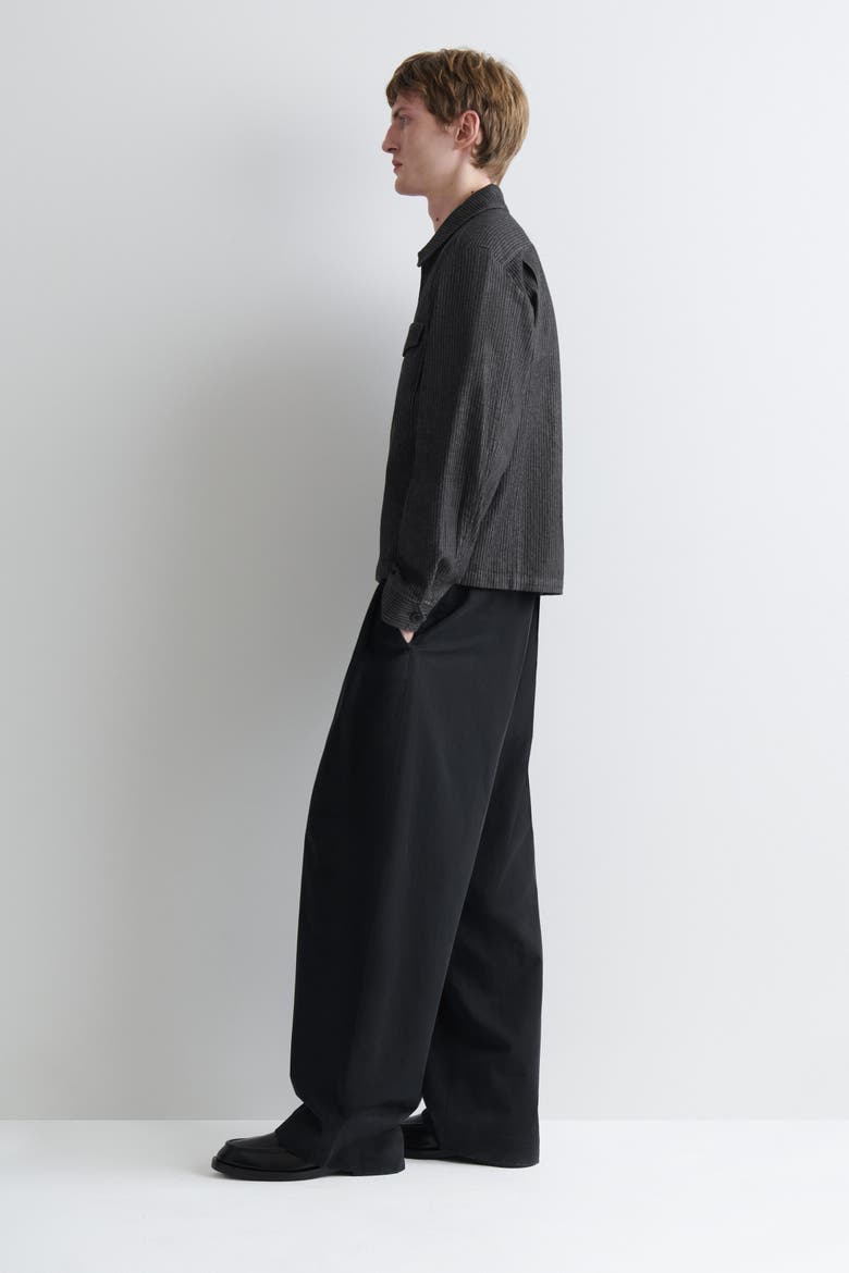 Pinstriped Denim Zip-Up Overshirt, Alternate, color, BLACK / PINSTRIPED