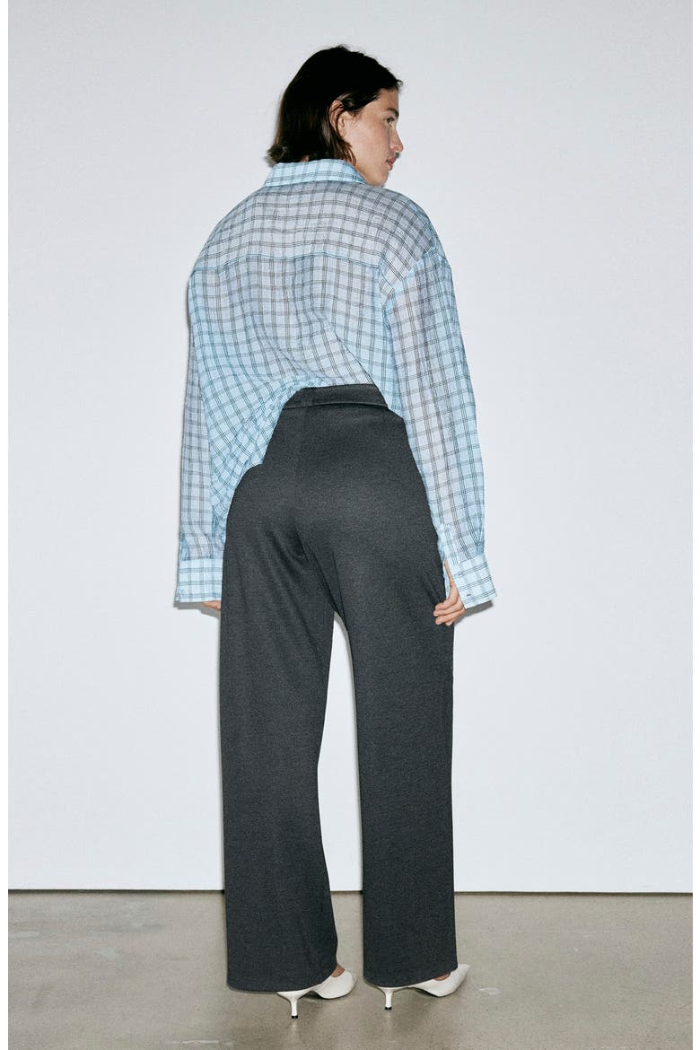 Fine Knit High Waist Straight Leg Trousers, Alternate, color, CHARCOAL