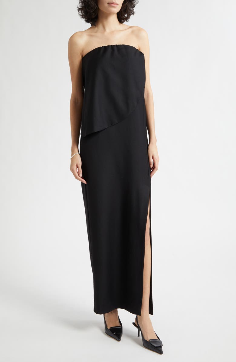 POSSE Elspeth Strapless Wool Maxi Dress, Main, color, Black