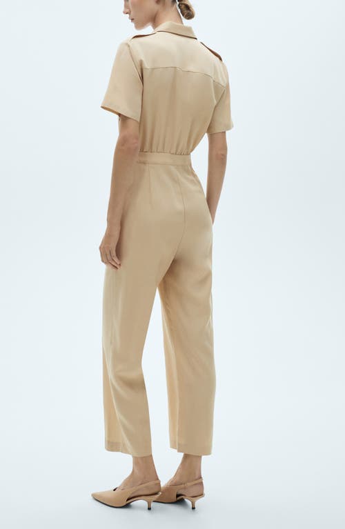 Mango Straight Leg Jumpsuit In Beige
