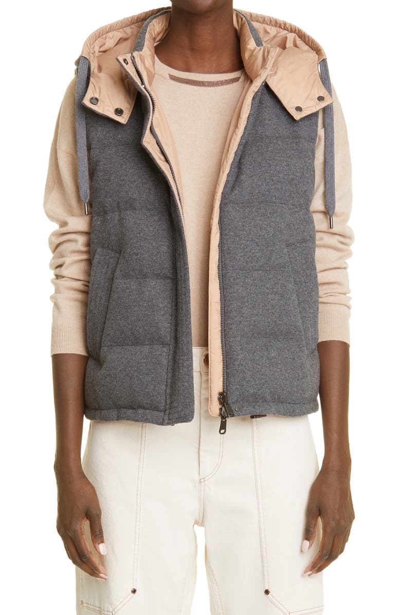 Brunello Cucinelli Reversible Down Puffer Vest, Main, color, 