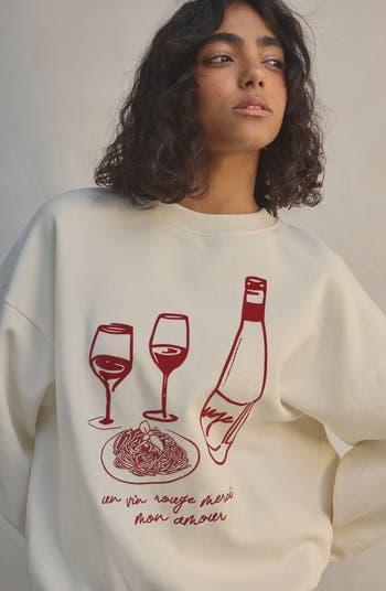 Red Wine Flocked Sweatshirt