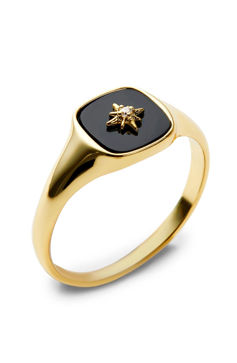 Ana Luisa Gold Signet Ring - Amara Black, Main, color, Black/Gold