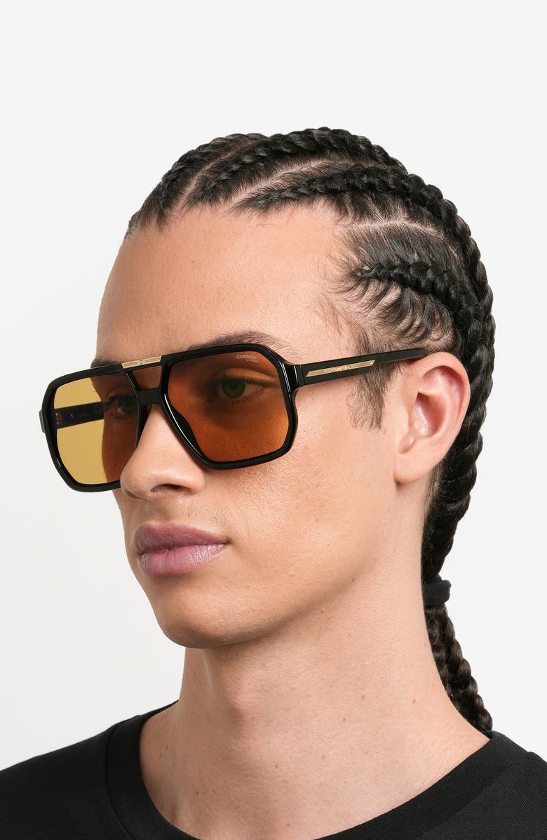 Carrera Eyewear Victory 60mm Square Sunglasses, Alternate, color, Black Yellow