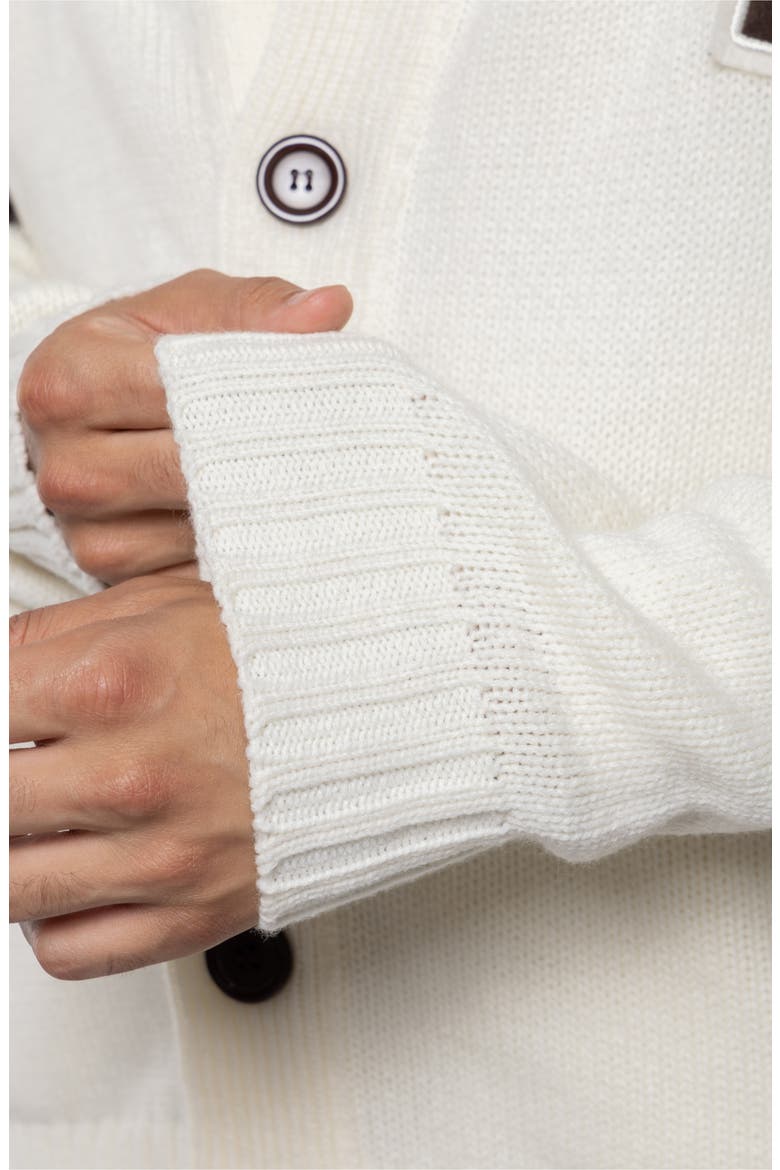 Shawl Collar Knit City Patch Cardigan, Alternate, color, CREAM