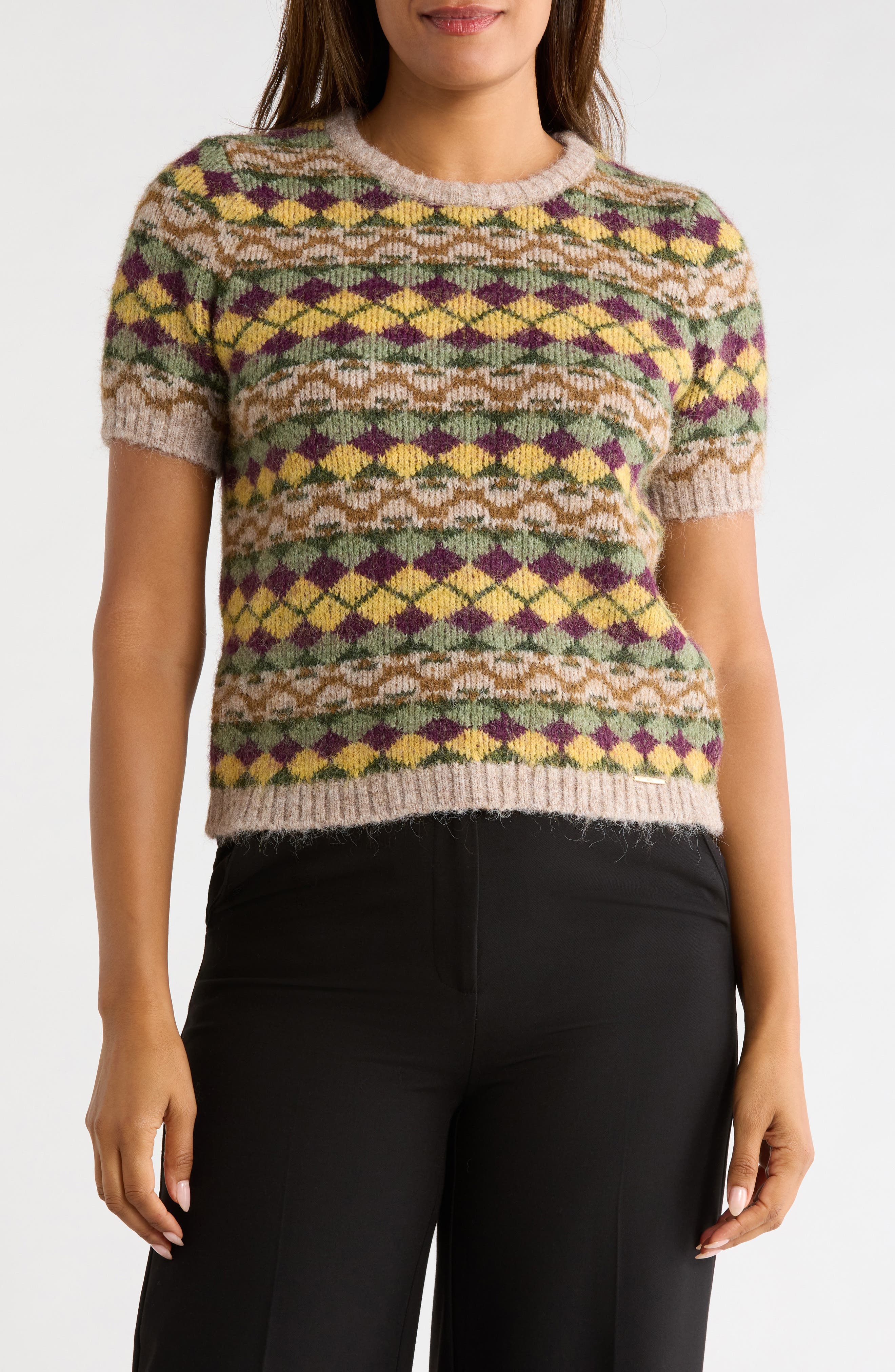 Patterned Fuzzy Sweater
