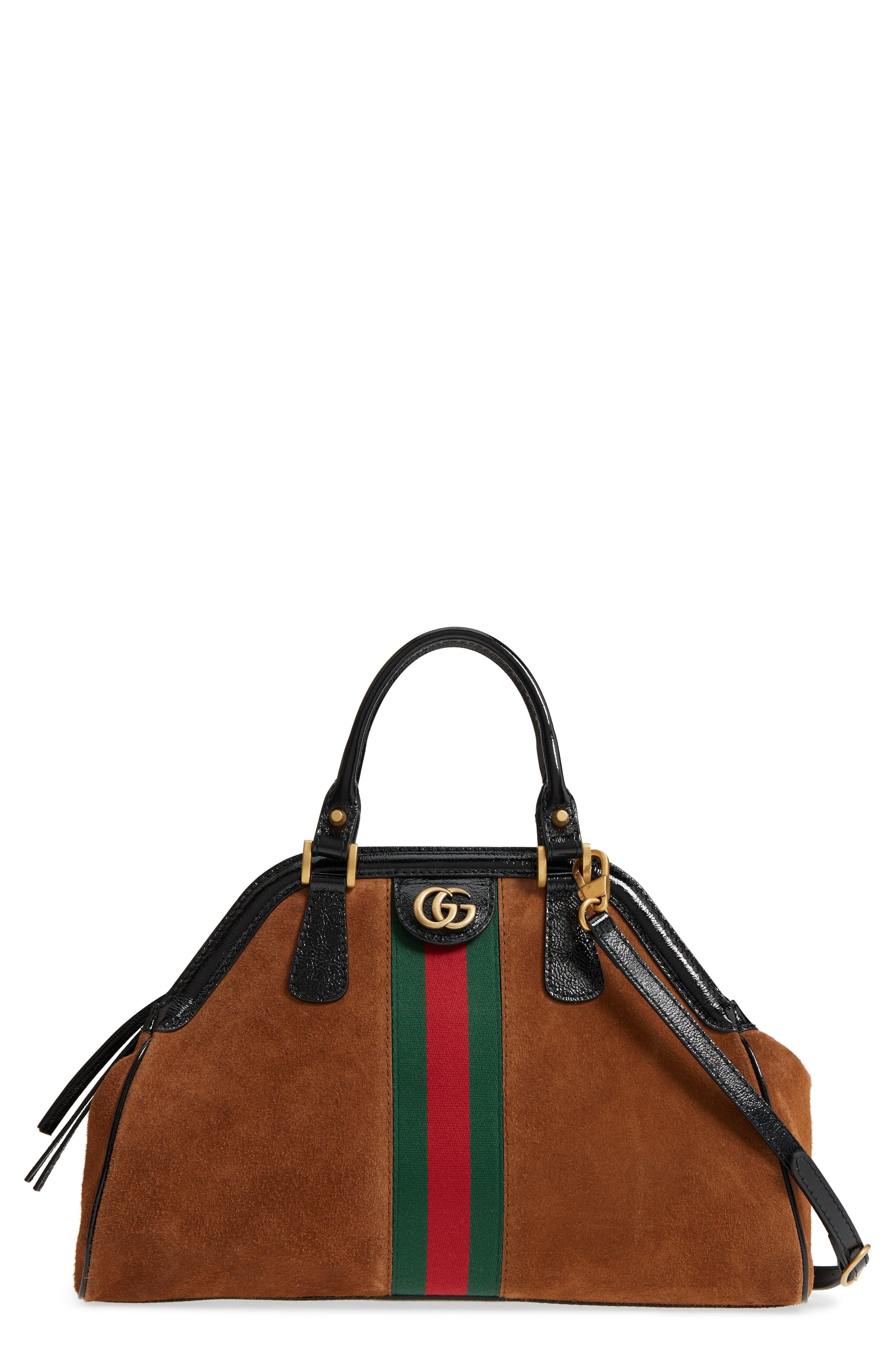 Gucci Medium RE(BELLE) Suede Satchel, Main, color, 
