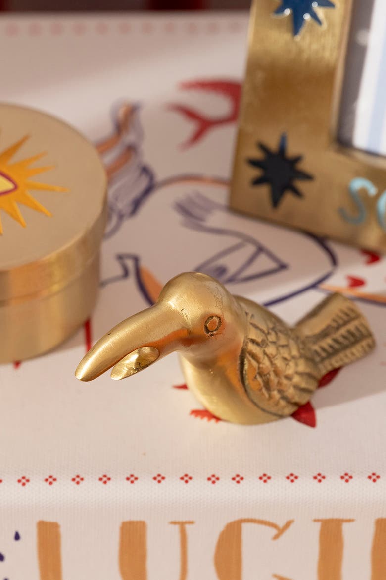 Lotus Brass Bird Decorative Object 2 Pcs Set, Alternate, color, Gold