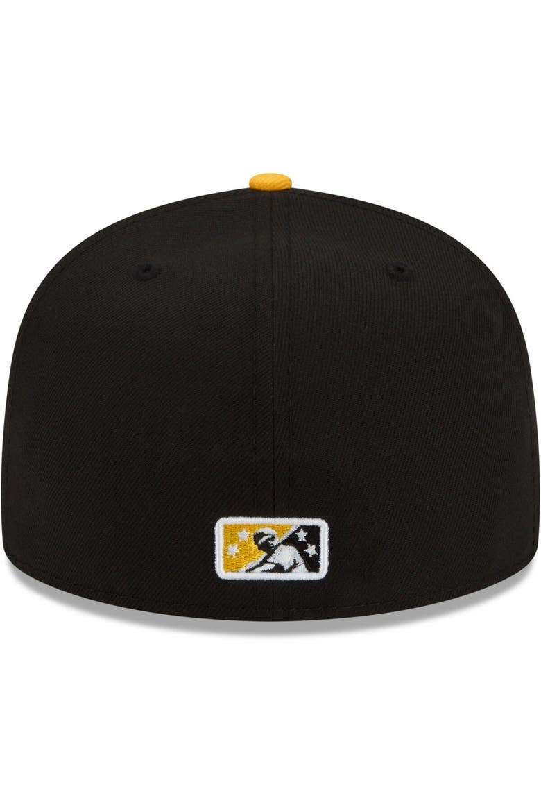 Men's New Era Black/Gold Rochester Red Wings Theme Night 59FIFTY Fitted Hat, Alternate, color, Black