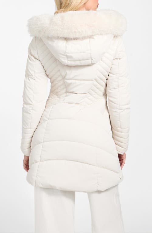 Guess New Oxana Mixed Media Puffer Coat In White