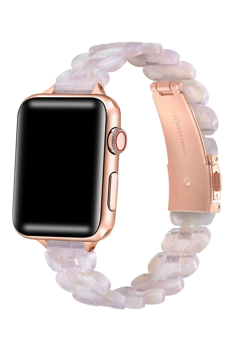 Elle Resin Link Apple Watch® Watchband, Alternate, color, BLUSH TORTOISE
