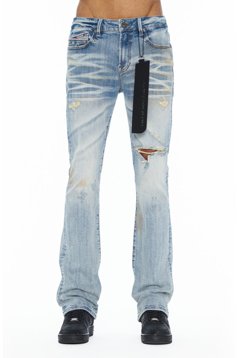 Lenny Distressed Bootcut Jeans, Main, color, SUNRISE