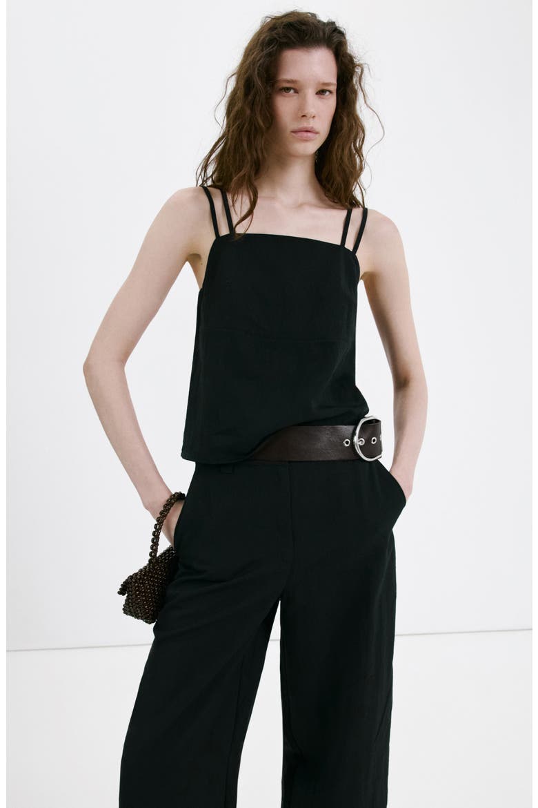 Pantalon Espresso Belted Straight Leg Pants, Alternate, color, BLACK