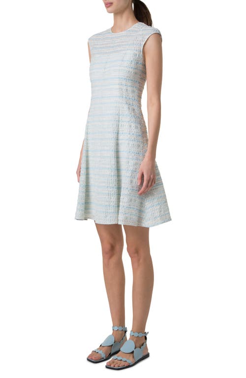 Akris Punto Tweed Fit-flare Mini Dress In Ice Blue-cream