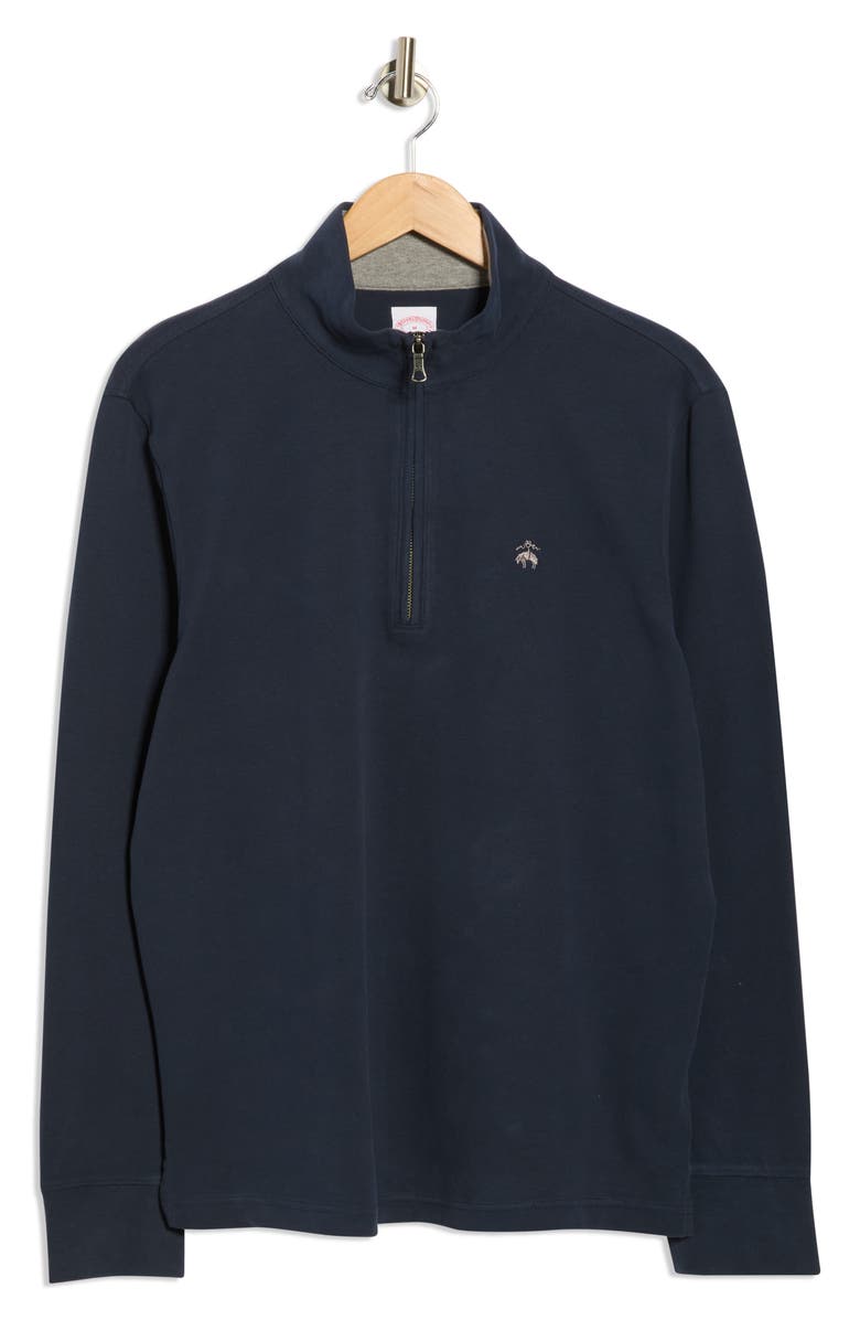 Brooks Brothers Cotton Quarter Zip Pullover, Alternate, color, Navy