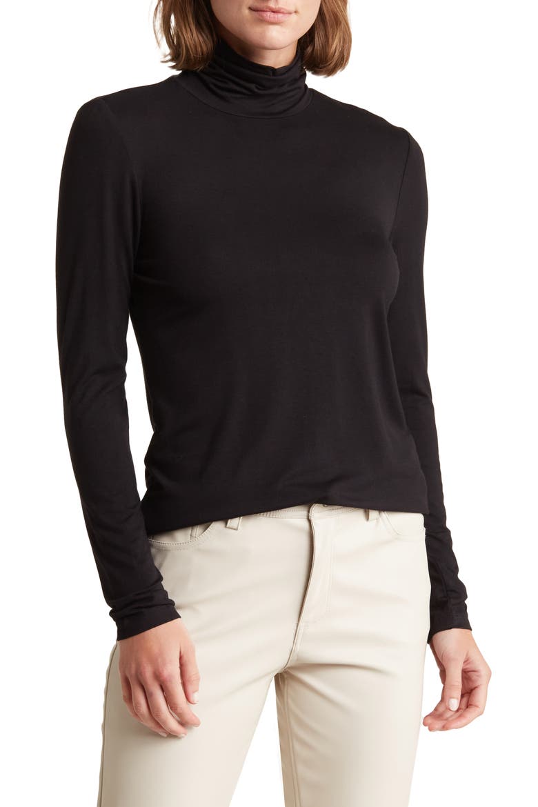 Long Sleeve Knit Turtleneck Top, Main, color, BLACK