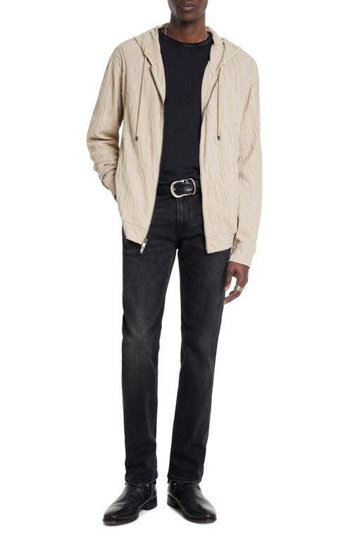 John Varvatos Ishan Crinkle Zip Front Hoodie In Fossil Grey