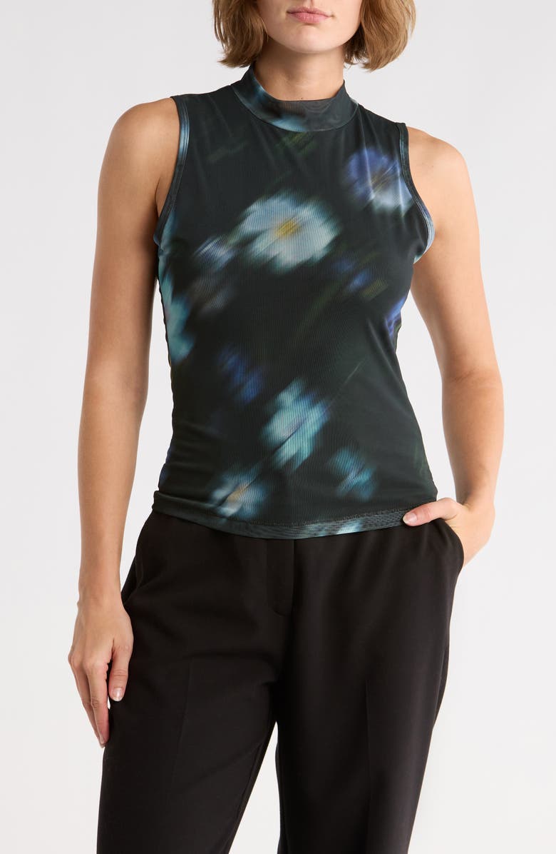 rag & bone Aliyah Mock Neck Sleeveless Mesh Top, Main, color, Blue Multi