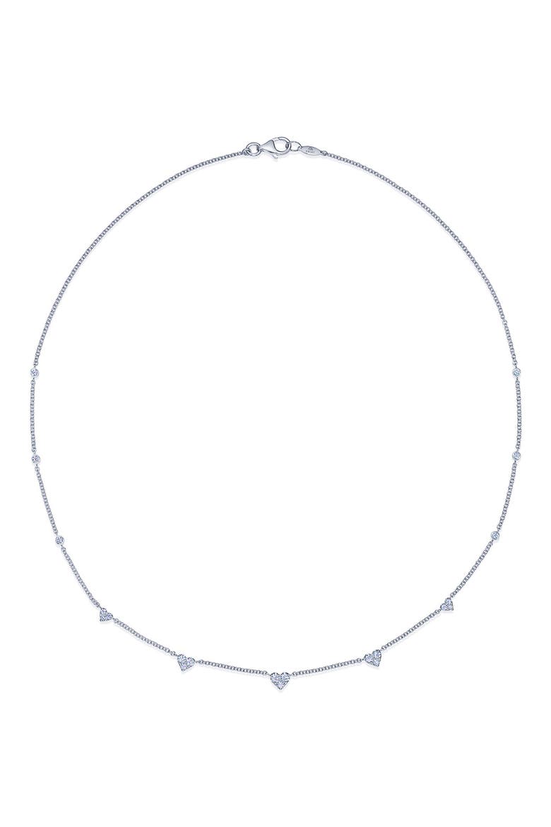 Sunburst Heart Station Necklace, Alternate, color, WHITE GOLD