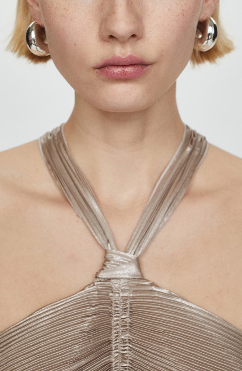 MANGO Pleated Cross Back Dress, Alternate, color, 