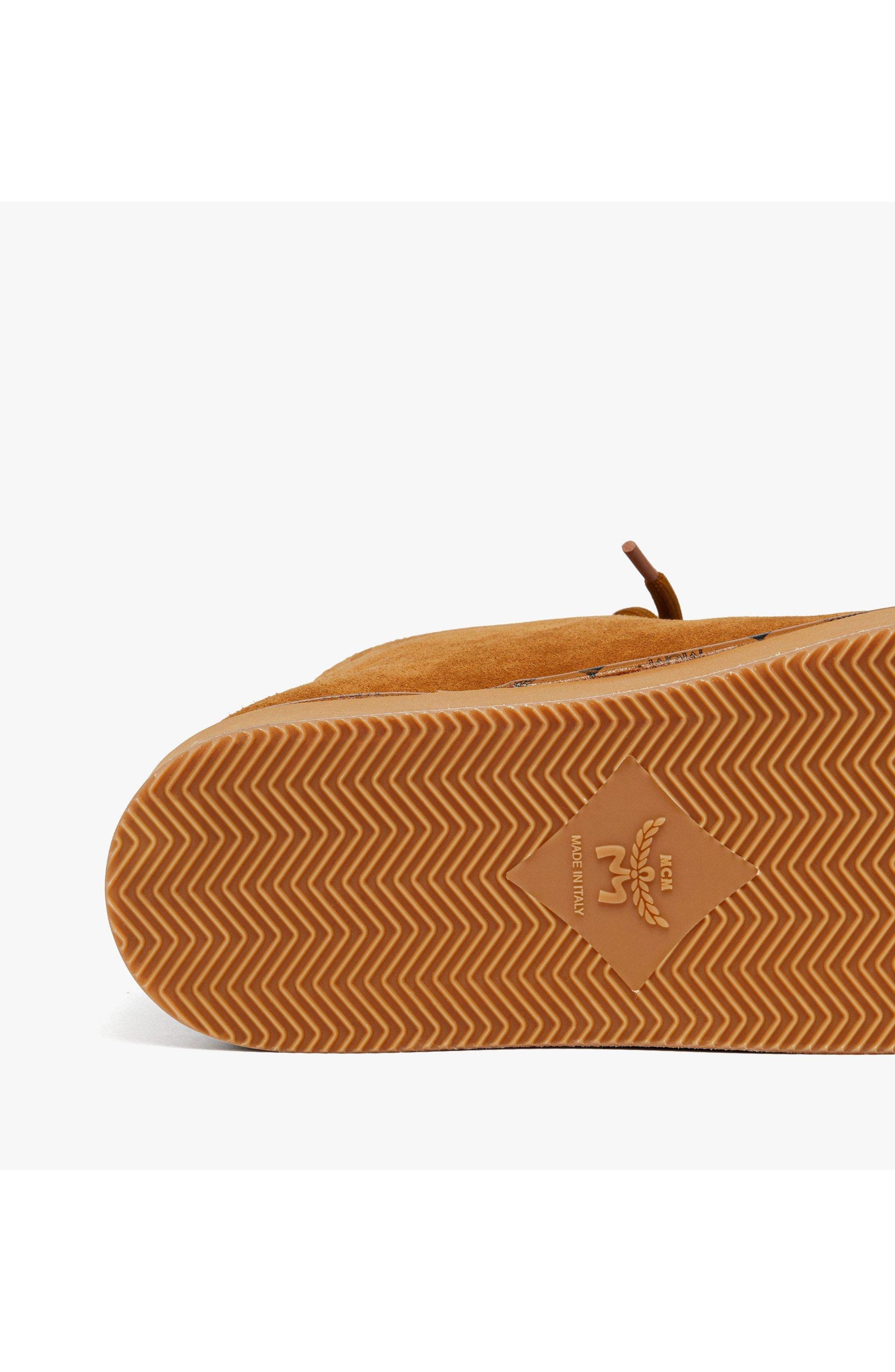 MCM Women
s Platform Boots in Calfskin Suede Leather, Alternate, color, Cognac