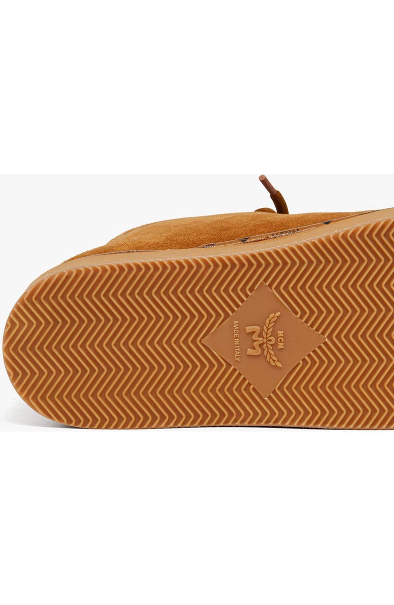 MCM Women's Platform Boots in Calfskin Suede Leather, Alternate, color, Cognac