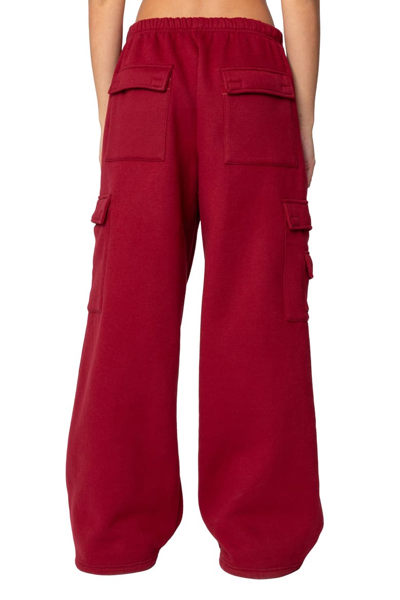 Wide Leg Cargo Sweatpants, Alternate, color, BURGUNDY