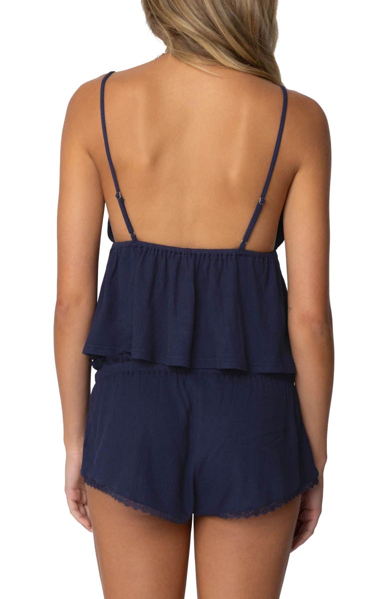 EDIKTED Dream Waffle Stitch Babydoll Camisole, Alternate, color, Navy